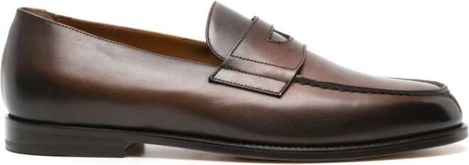 Doucal's burnished-finish leather loafers Brown