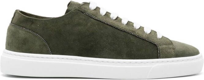 Doucal's chain-detailed suede sneakers Green