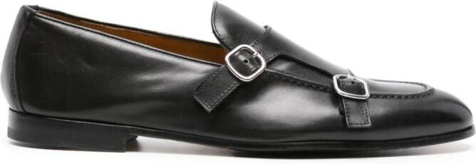 Doucal's double-buckle leather Monk shoes Black