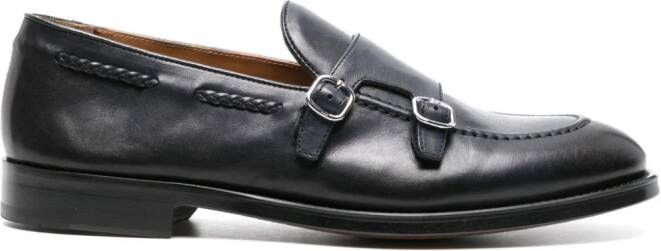 Doucal's double-buckle leather Monk shoes Blue
