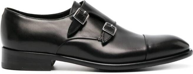Doucal's double-strap leather monk shoes Black