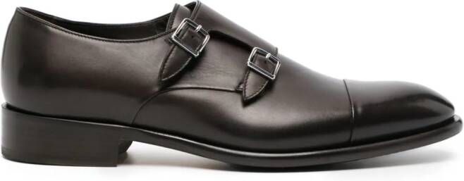 Doucal's double-strap leather monk shoes Brown
