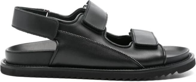 Doucal's double-strap leather sandals Black