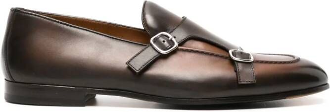 Doucal's faded-effect leather monk shoes Brown