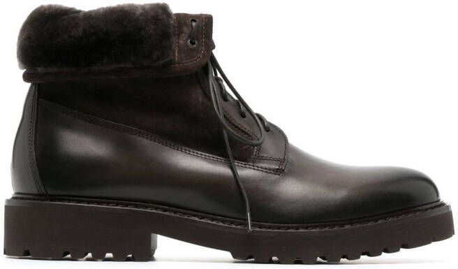 Doucal's fur-trim ankle boots Brown