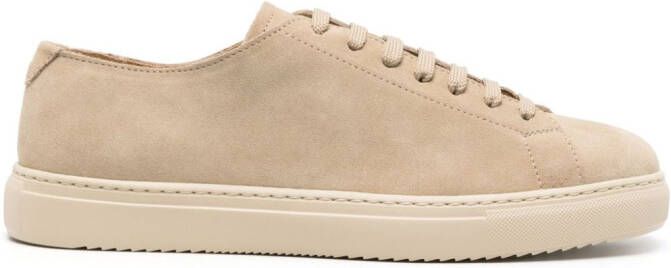 Doucal's logo-debossed suede sneakers Neutrals