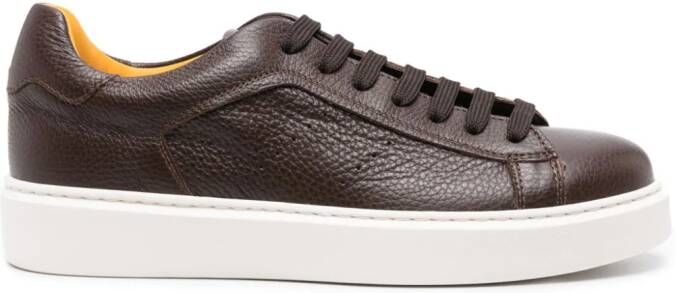 Doucal's logo-patch leather sneakers Brown