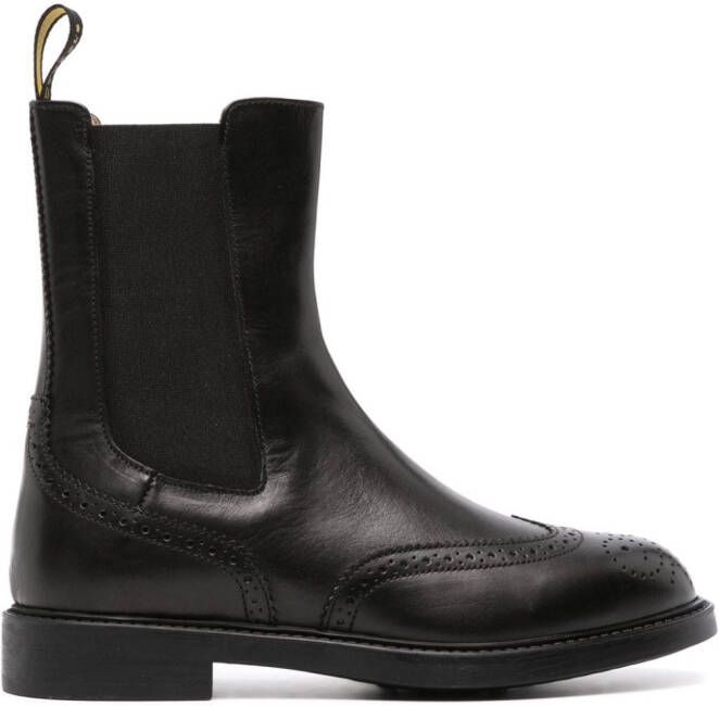 Doucal's perforated leather Chelsea boots Black