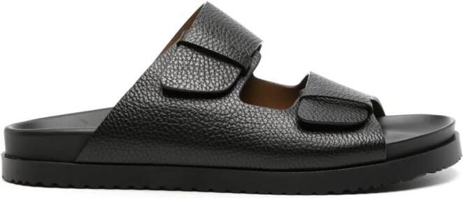 Doucal's round-toe leather slides Black