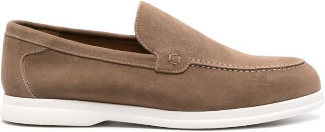 Doucal's round-toe suede loafers Brown