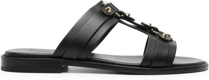 Doucal's strap-detailing leather slides Black
