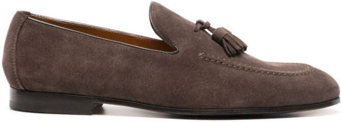 Doucal's tassel-detail suede loafers Brown