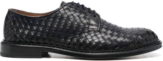 Doucal's woven lace-up leather derby shoes Blue