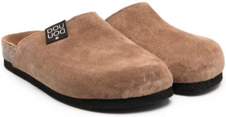Douuod Kids calf suede sandals Brown