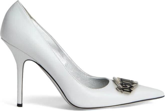 DSQUARED2 100mm logo-plaque leather pumps White