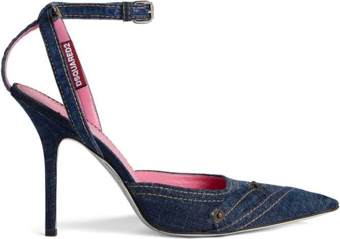 DSQUARED2 100mm pointed-toe denim pumps Blue