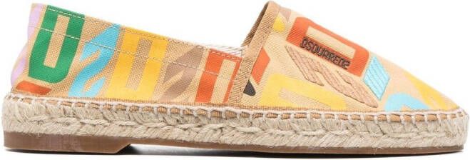 DSQUARED2 all-over logo-print espadrilles Yellow
