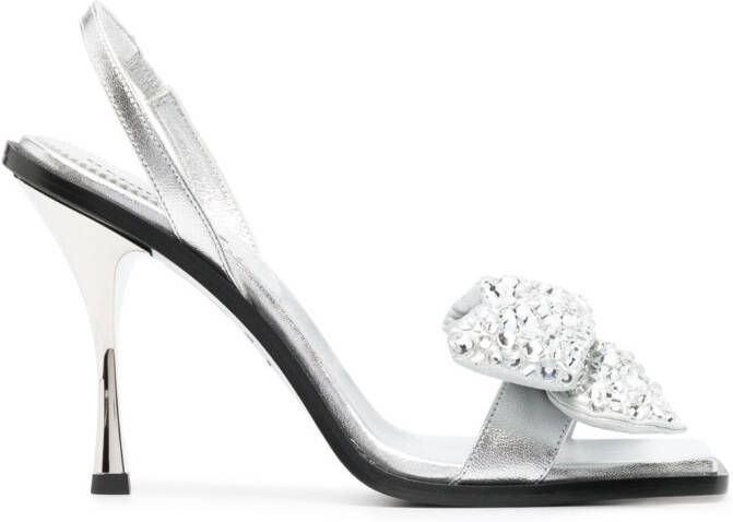 DSQUARED2 bow-detail sqaure-toe sandals Silver