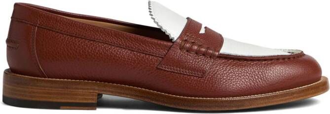 DSQUARED2 colour-block leather loafers Brown