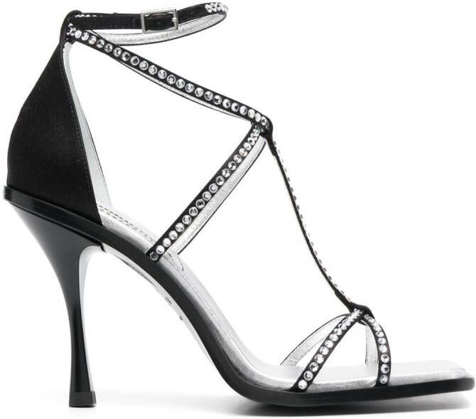 DSQUARED2 crystal-embellished square-toe sandals Black
