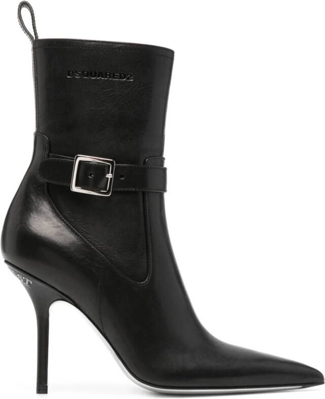 DSQUARED2 Distressed 120mm leather boots Black