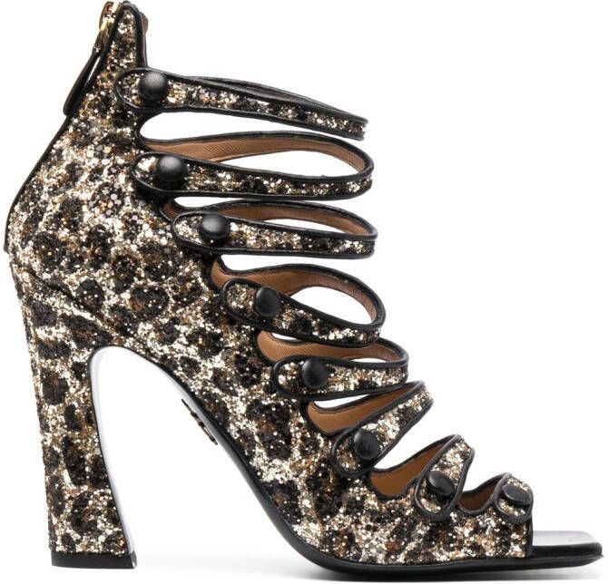 DSQUARED2 glitter-embellished leopard-print sandals Brown