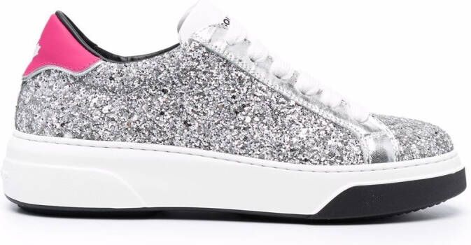 DSQUARED2 glittered low-top sneakers Silver
