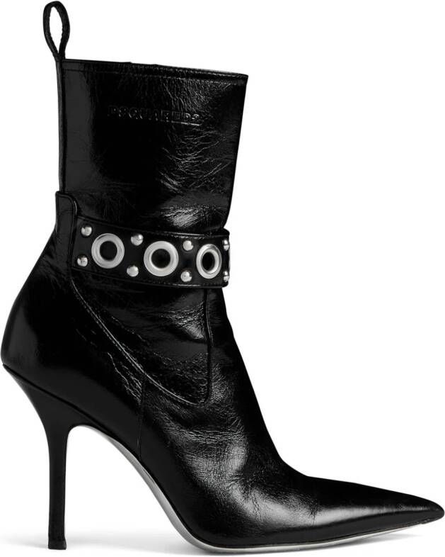 DSQUARED2 Gothic eyelet-embellished leather ankle boots Black