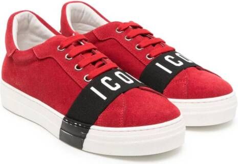 DSQUARED2 KIDS Icon-stripe suede sneakers