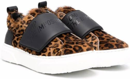 DSQUARED2 KIDS leaopard-print slip-on sneakers Brown