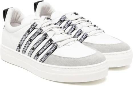 DSQUARED2 KIDS logo-print leather sneakers White