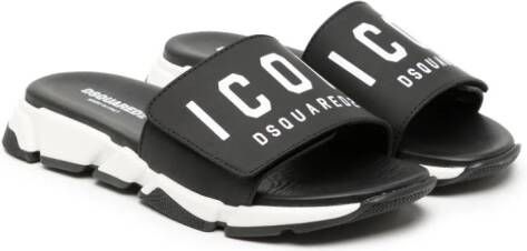 DSQUARED2 KIDS logo-print touch-strap sandals Black