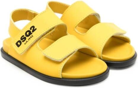 DSQUARED2 KIDS logo-print touch-strap sandals Yellow