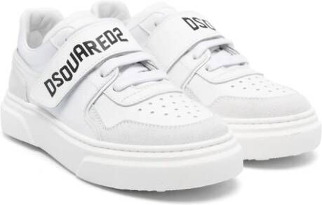 DSQUARED2 KIDS logo-print touch-strap sneakers White