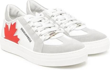 DSQUARED2 KIDS maple-leaf panelled sneakers White