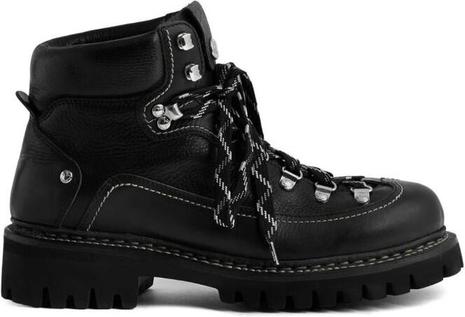 DSQUARED2 leather hiking boots Black