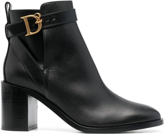 DSQUARED2 logo-buckle high-heel boots Black