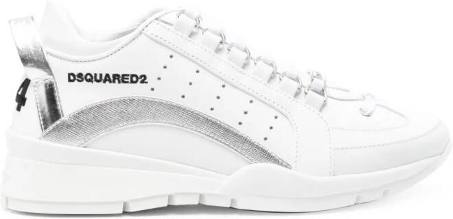 DSQUARED2 logo-embroidered leather sneakers White