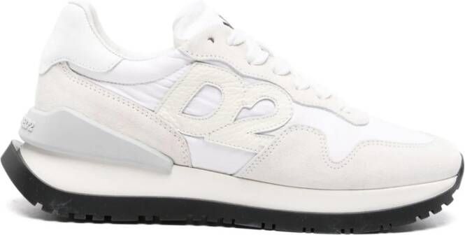 DSQUARED2 logo-patch leather lace-up sneakers White
