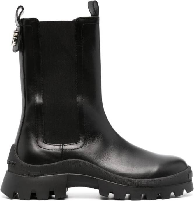 DSQUARED2 logo-plaque leather ankle boots Black
