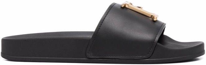 DSQUARED2 logo-plaque open-toe slides Black