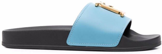 DSQUARED2 logo-plaque open-toe slides Blue