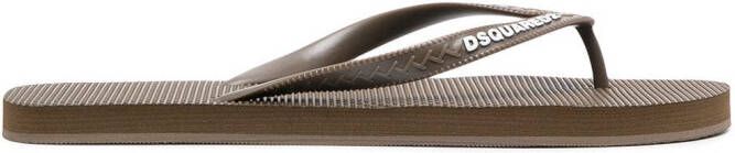 DSQUARED2 logo-print flips flops Brown