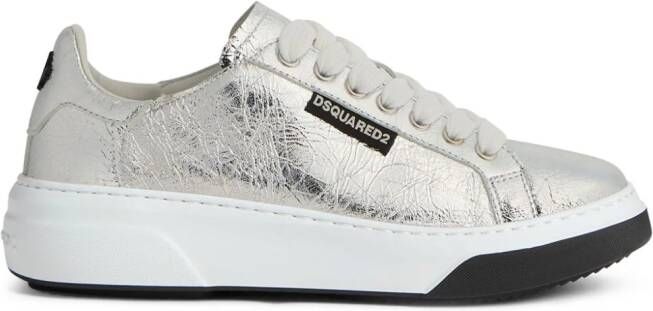 DSQUARED2 metallic-finish lace-up sneakers Silver