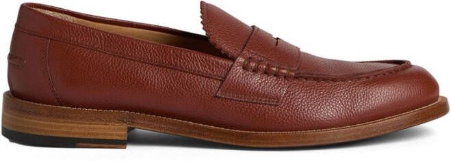 DSQUARED2 pebbled leather penny loafers Brown