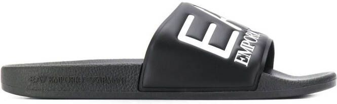 Ea7 Emporio Armani logo-embossed slides Black