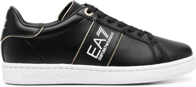 Ea7 Emporio Armani logo-print leather sneakers Black