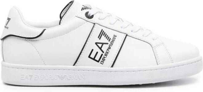 Ea7 Emporio Armani logo-print leather sneakers White