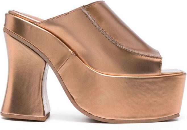 Eckhaus Latta 130mm leather platform sandals Gold