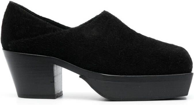 Eckhaus Latta 65mm Cowboy leather clogs Black